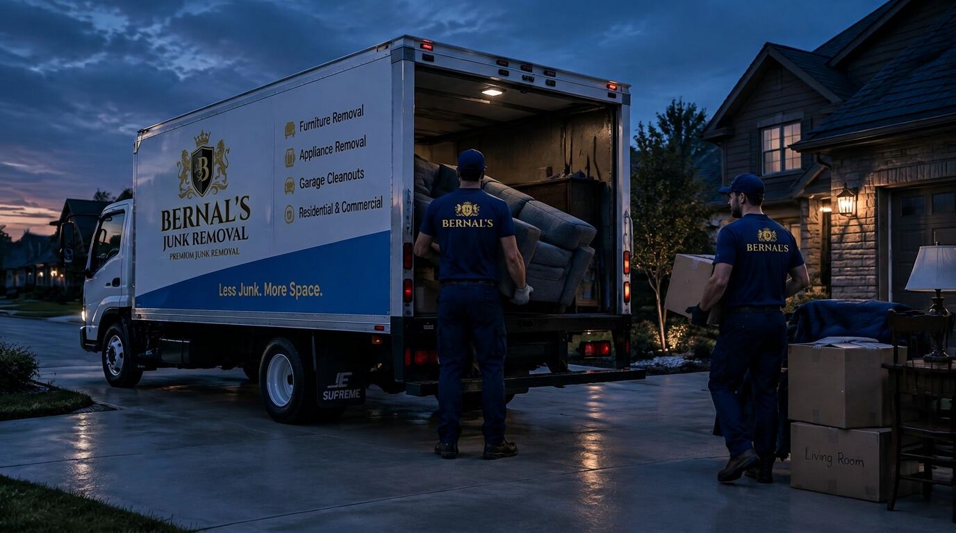 Bernal's junk removal crew loading a truck